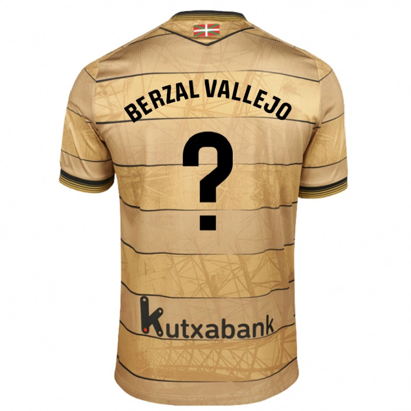 Danxen Bambino Maglia Asier Berzal #0 Marrone Kit Gara Away 2024/25 Maglietta