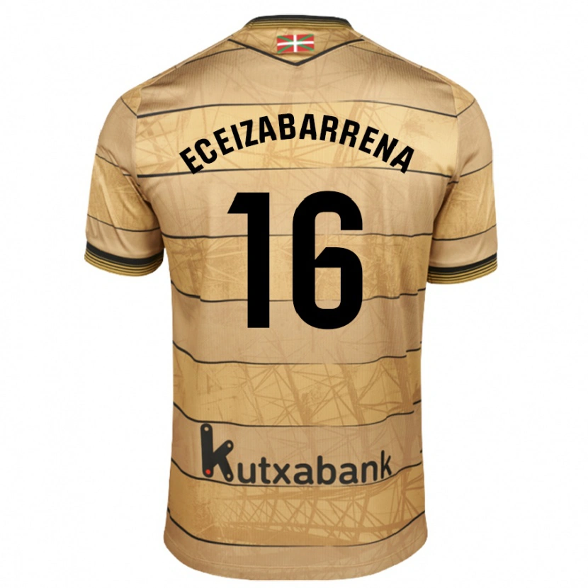 Danxen Bambino Maglia Jon Eceizabarrena #16 Marrone Kit Gara Away 2024/25 Maglietta