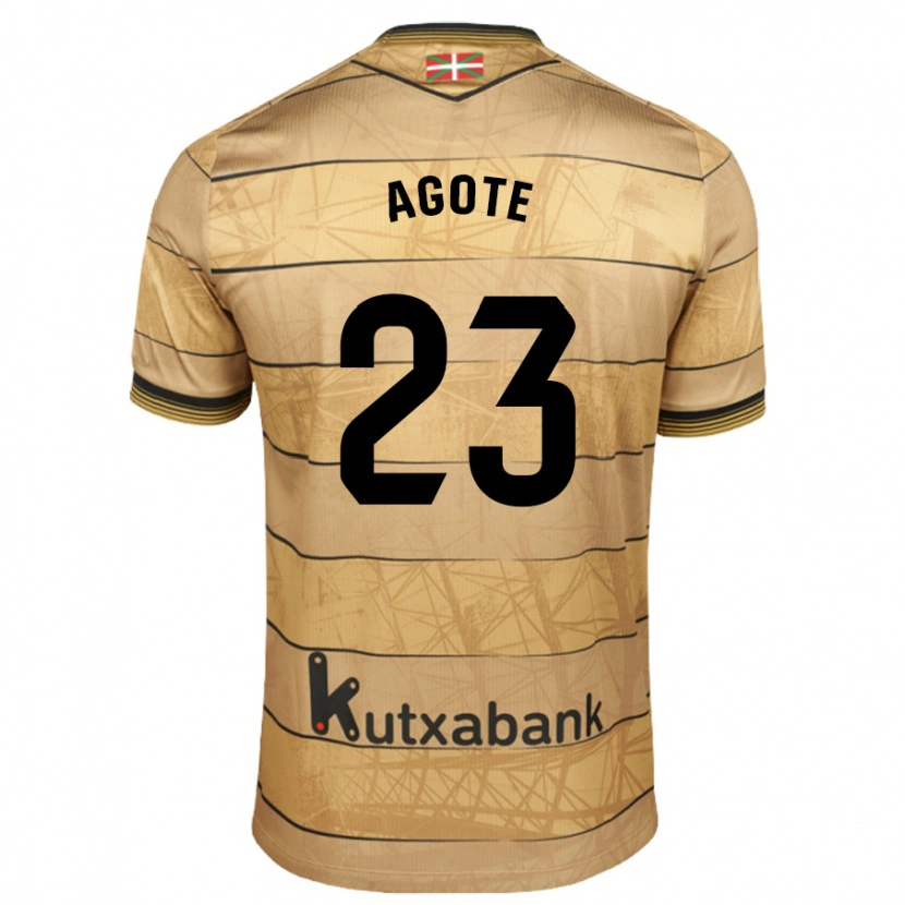 Danxen Bambino Maglia Unax Agote #23 Marrone Kit Gara Away 2024/25 Maglietta