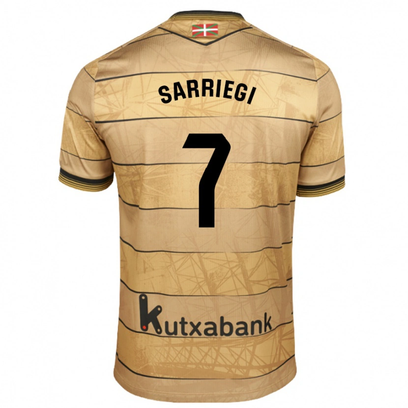 Danxen Bambino Maglia Amaiur Sarriegi #7 Marrone Kit Gara Away 2024/25 Maglietta