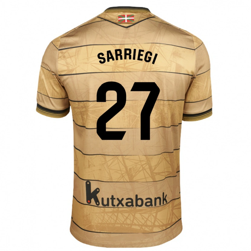 Danxen Bambino Maglia Nora Sarriegi #27 Marrone Kit Gara Away 2024/25 Maglietta