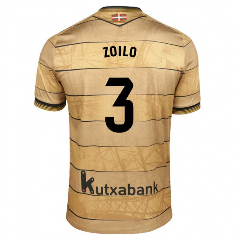 Danxen Bambino Maglia Ander Zoilo #3 Marrone Kit Gara Away 2024/25 Maglietta