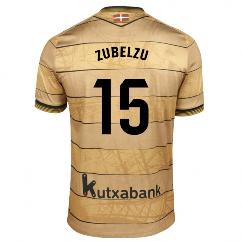 Danxen Bambino Maglia Julen Zubelzu #15 Marrone Kit Gara Away 2024/25 Maglietta