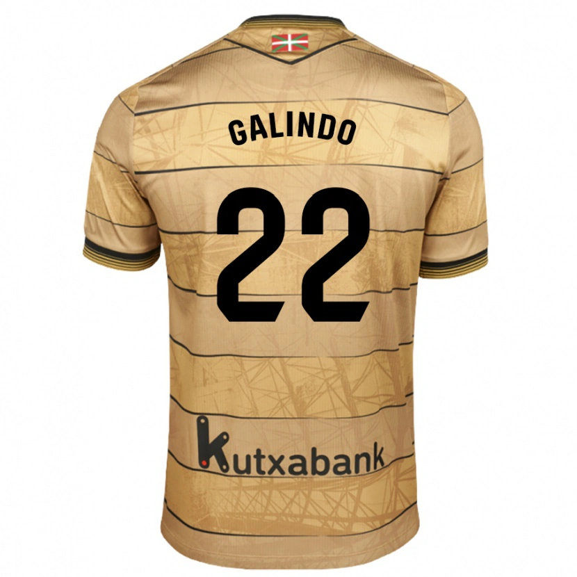 Danxen Bambino Maglia Iker Galindo #22 Marrone Kit Gara Away 2024/25 Maglietta