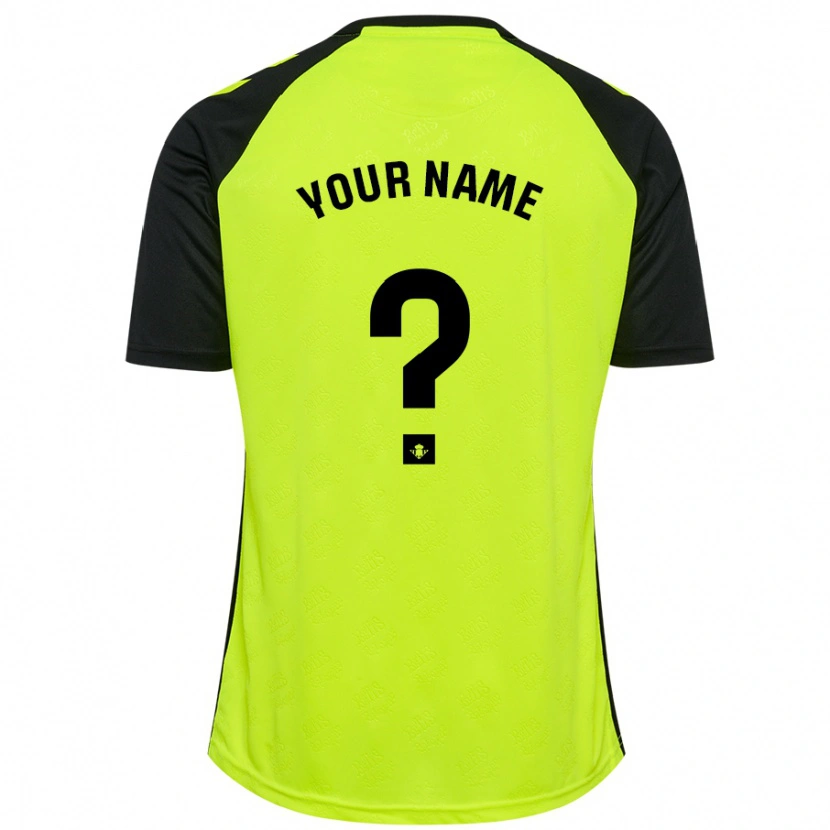 Danxen Bambino Maglia Il Tuo Nome #0 Giallo Fluorescente Nero Kit Gara Away 2024/25 Maglietta