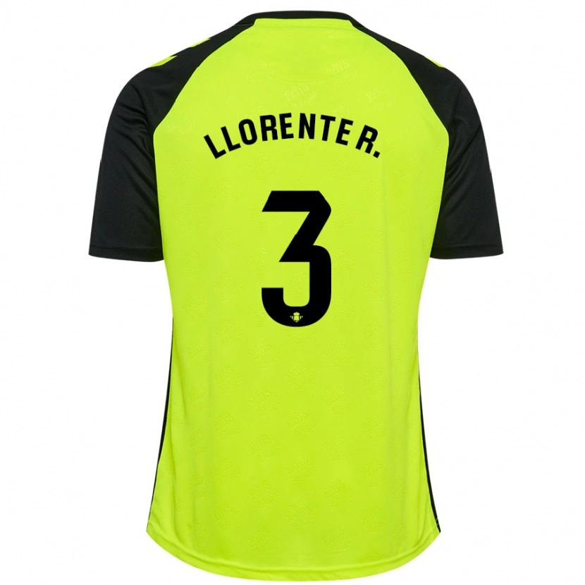 Danxen Bambino Maglia Diego Llorente #3 Giallo Fluorescente Nero Kit Gara Away 2024/25 Maglietta