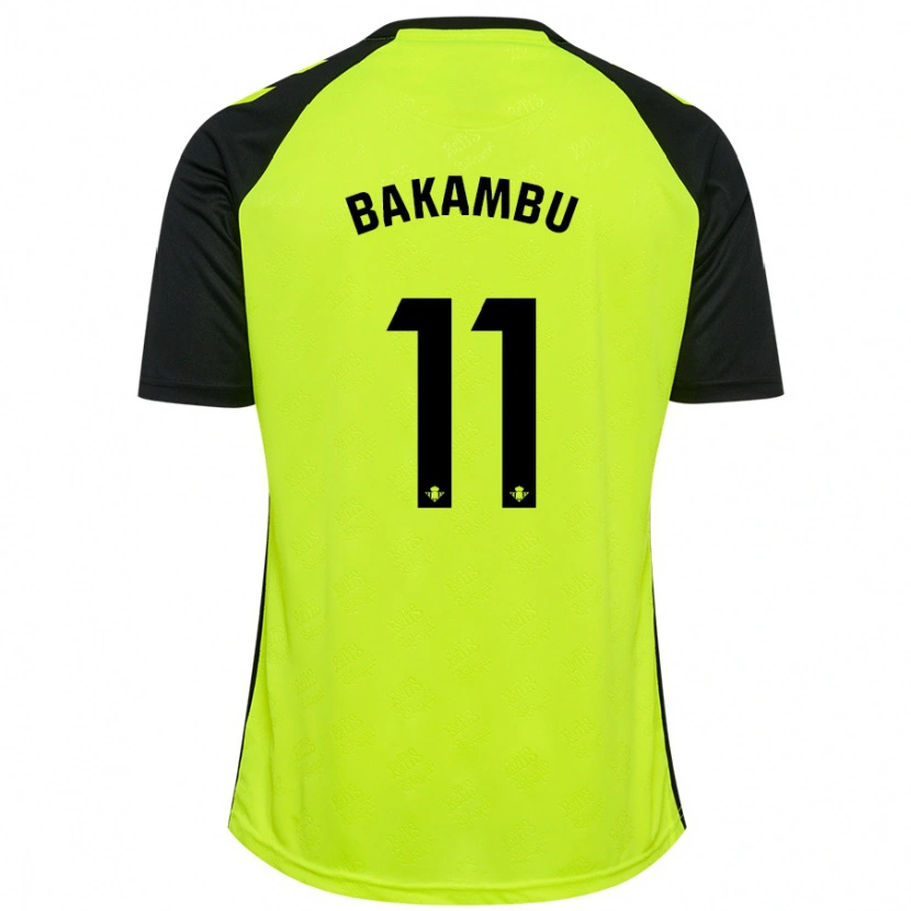 Danxen Bambino Maglia Cédric Bakambu #11 Giallo Fluorescente Nero Kit Gara Away 2024/25 Maglietta