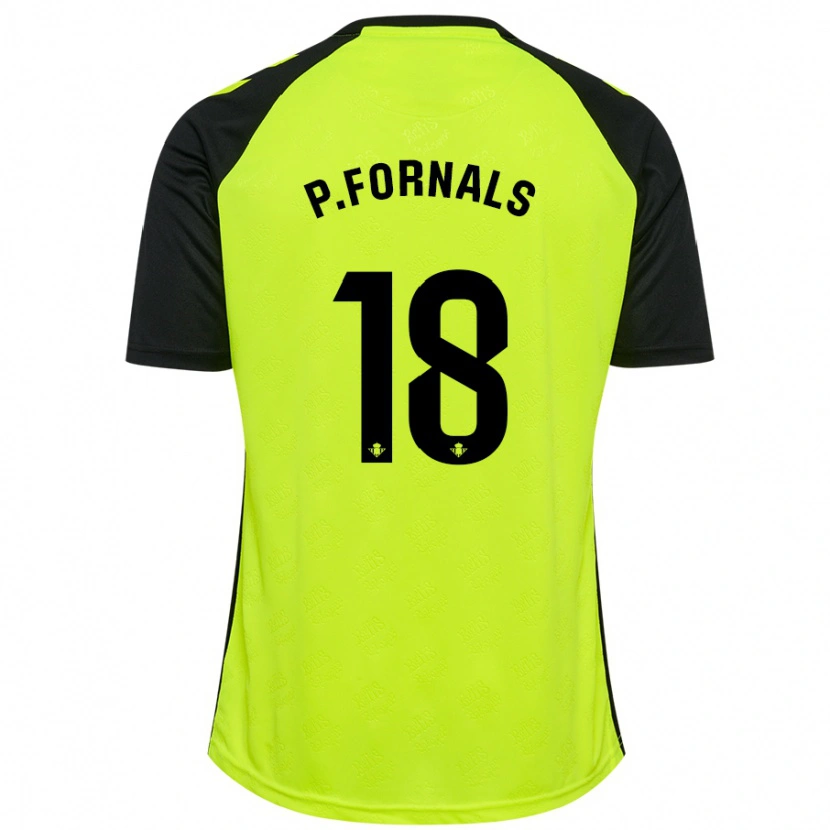 Danxen Bambino Maglia Pablo Fornals #18 Giallo Fluorescente Nero Kit Gara Away 2024/25 Maglietta