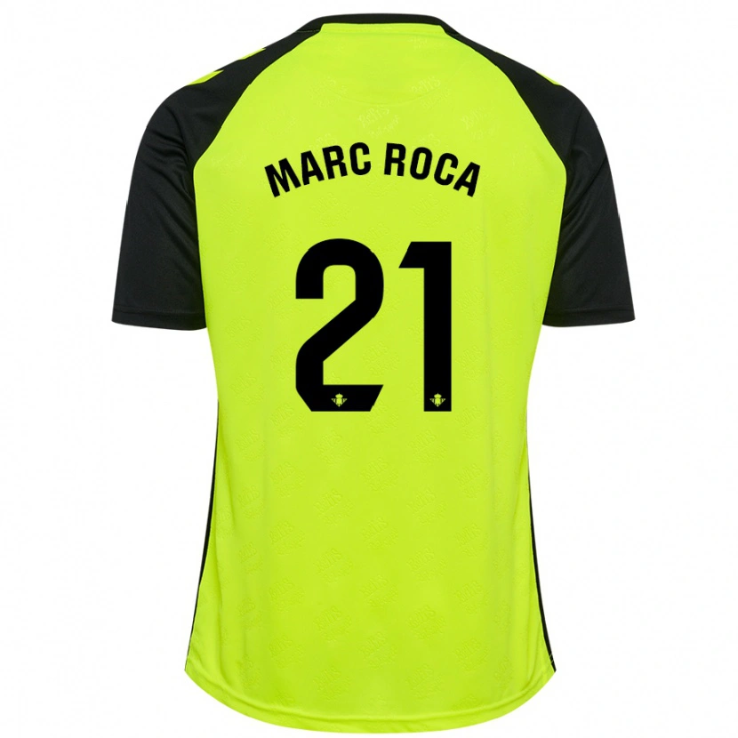 Danxen Bambino Maglia Marc Roca #21 Giallo Fluorescente Nero Kit Gara Away 2024/25 Maglietta