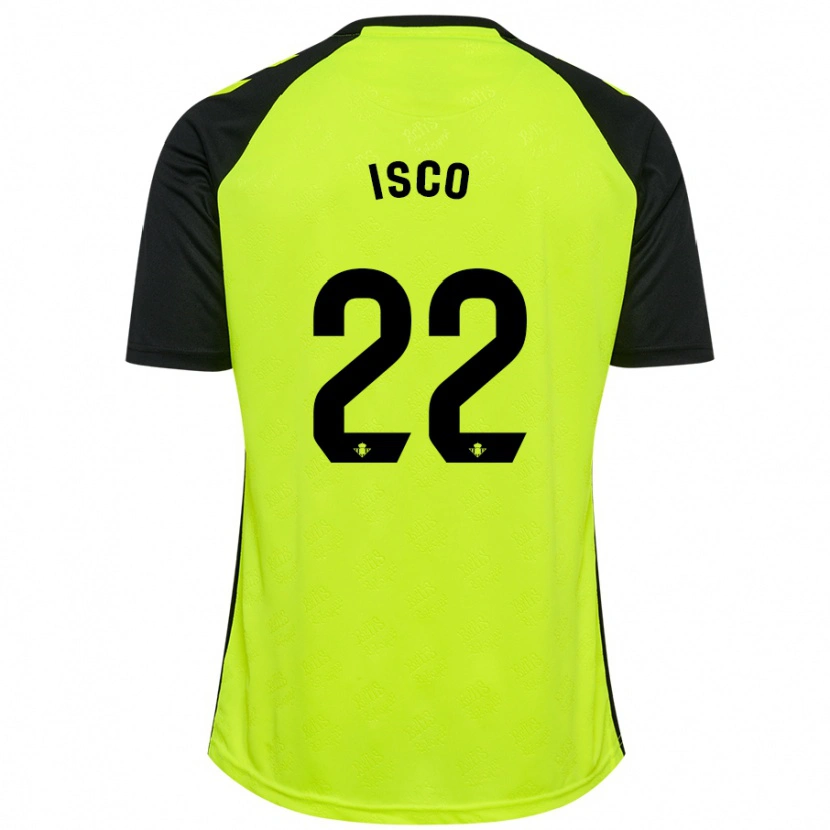 Danxen Bambino Maglia Isco #22 Giallo Fluorescente Nero Kit Gara Away 2024/25 Maglietta