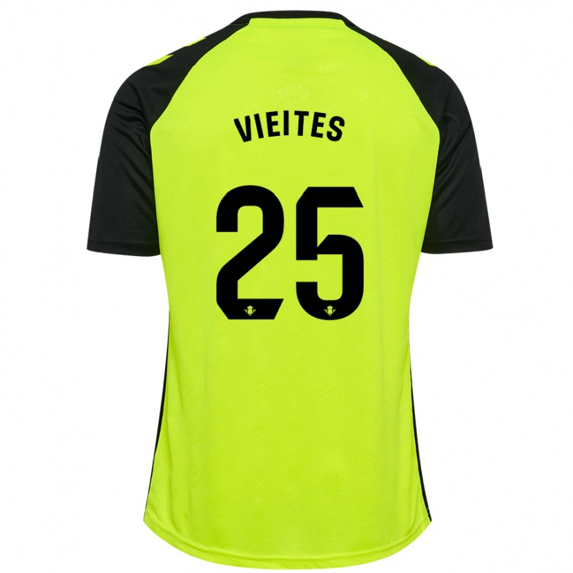 Danxen Bambino Maglia Fran Vieites #25 Giallo Fluorescente Nero Kit Gara Away 2024/25 Maglietta