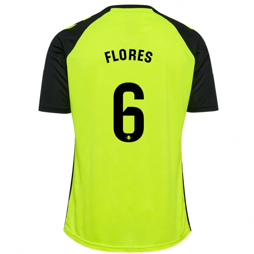 Danxen Bambino Maglia Mateo Flores #6 Giallo Fluorescente Nero Kit Gara Away 2024/25 Maglietta