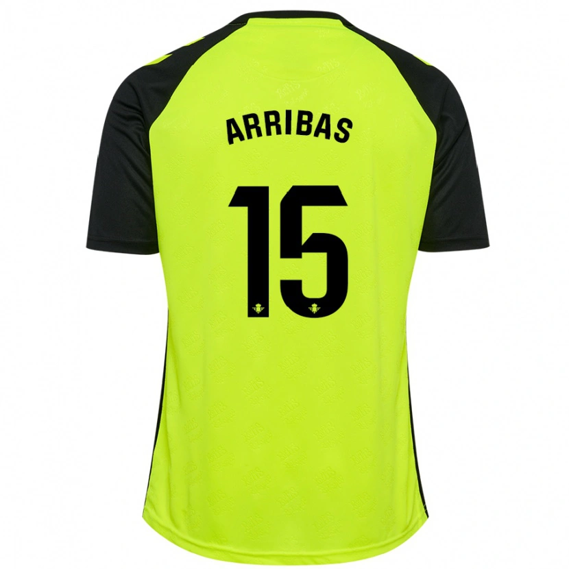 Danxen Bambino Maglia Sergio Arribas #15 Giallo Fluorescente Nero Kit Gara Away 2024/25 Maglietta