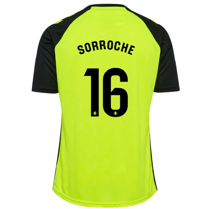 Danxen Bambino Maglia Ginés Sorroche #16 Giallo Fluorescente Nero Kit Gara Away 2024/25 Maglietta