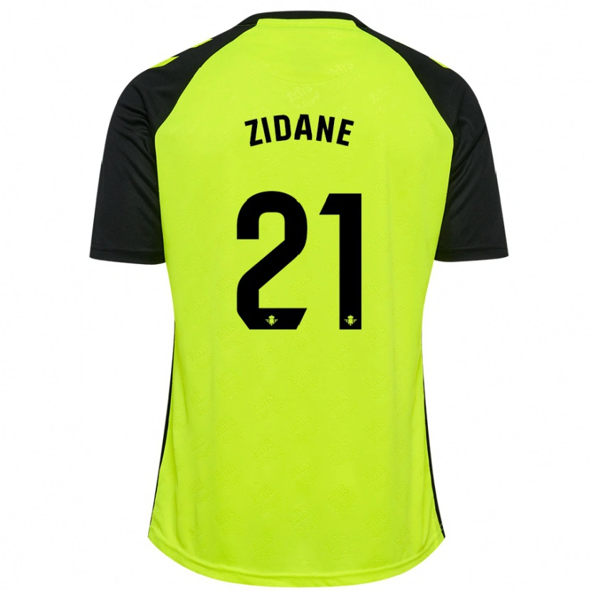 Danxen Bambino Maglia Elyaz Zidane #21 Giallo Fluorescente Nero Kit Gara Away 2024/25 Maglietta