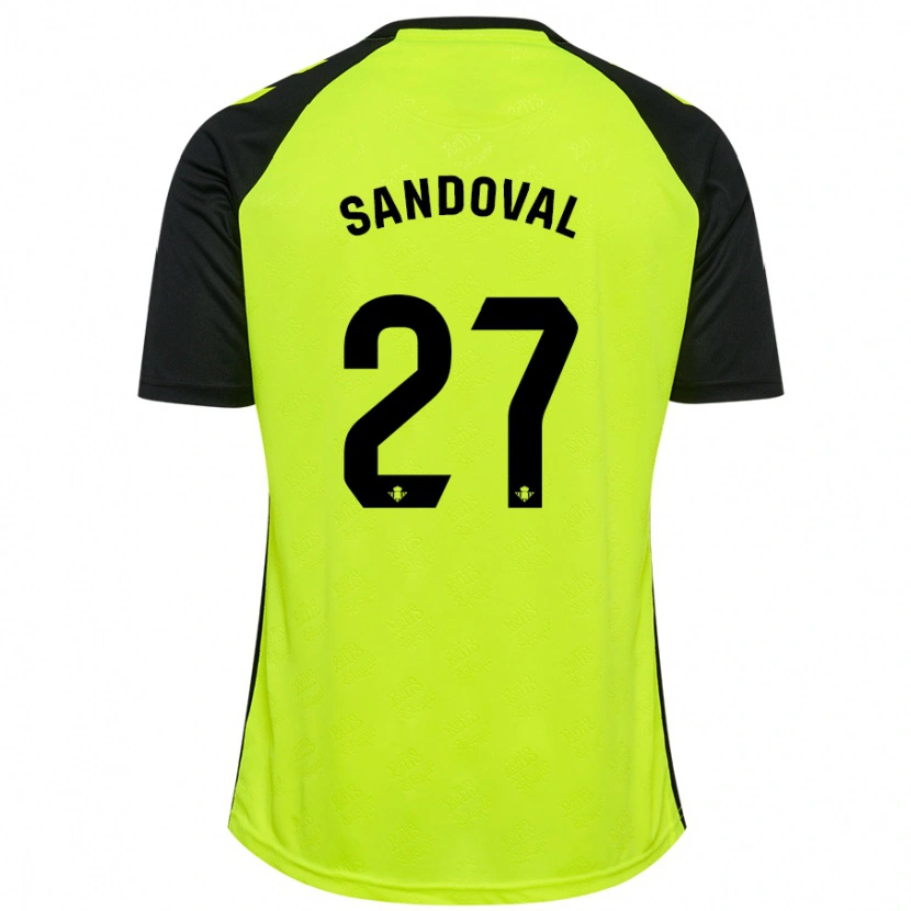 Danxen Bambino Maglia Keimer Sandoval #27 Giallo Fluorescente Nero Kit Gara Away 2024/25 Maglietta