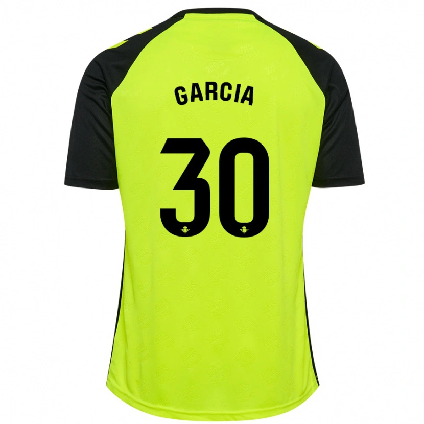 Danxen Bambino Maglia Germán García #30 Giallo Fluorescente Nero Kit Gara Away 2024/25 Maglietta