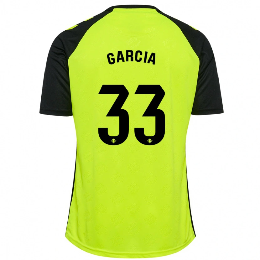 Danxen Bambino Maglia Pablo García #33 Giallo Fluorescente Nero Kit Gara Away 2024/25 Maglietta