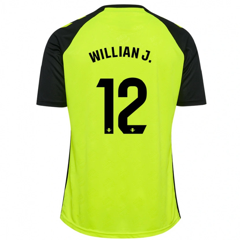 Danxen Bambino Maglia Willian José #12 Giallo Fluorescente Nero Kit Gara Away 2024/25 Maglietta