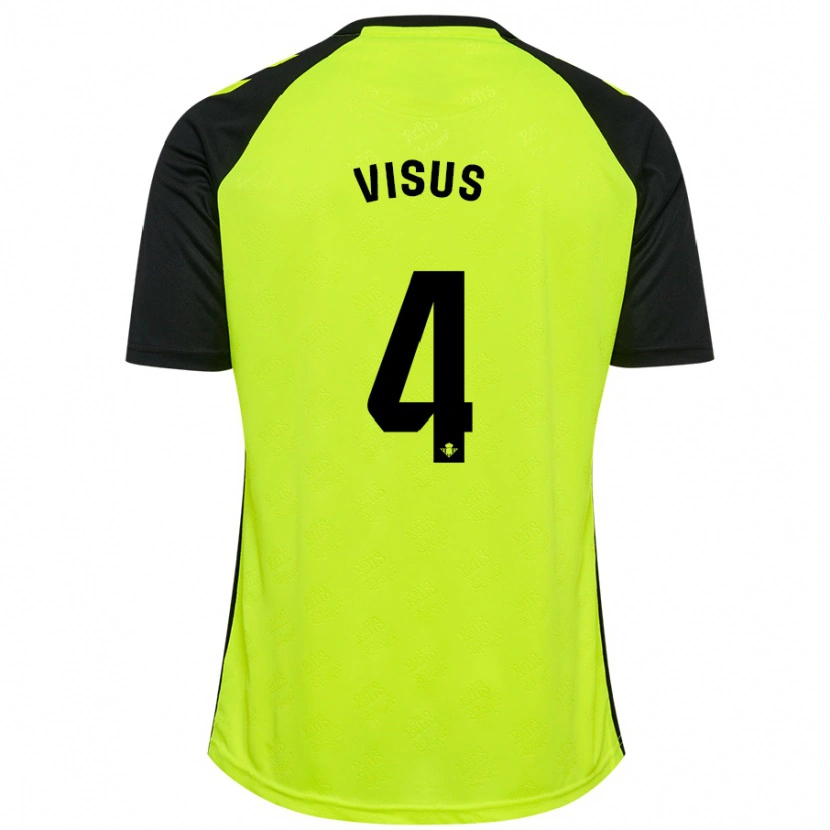 Danxen Bambino Maglia Ricardo Visus #4 Giallo Fluorescente Nero Kit Gara Away 2024/25 Maglietta