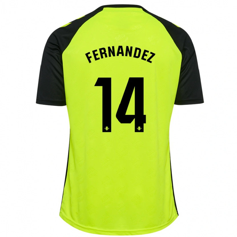 Danxen Bambino Maglia Quique Fernández #14 Giallo Fluorescente Nero Kit Gara Away 2024/25 Maglietta