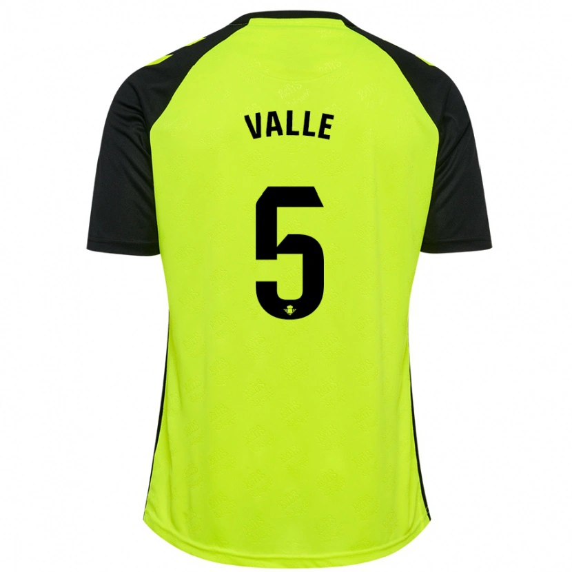 Danxen Bambino Maglia María Valle López #5 Giallo Fluorescente Nero Kit Gara Away 2024/25 Maglietta
