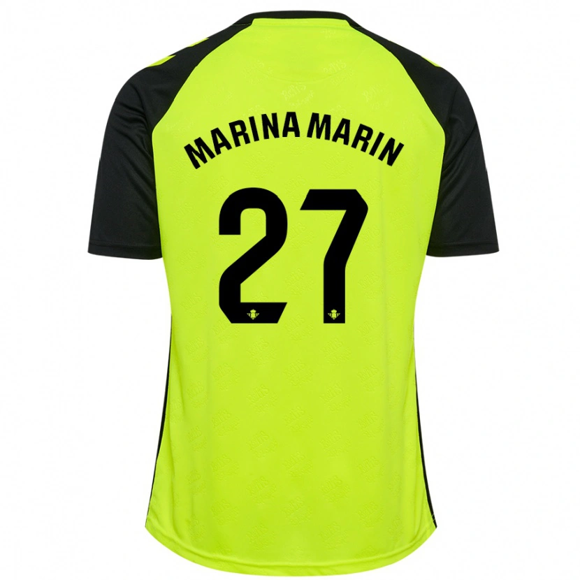 Danxen Bambino Maglia Marina Marín #27 Giallo Fluorescente Nero Kit Gara Away 2024/25 Maglietta