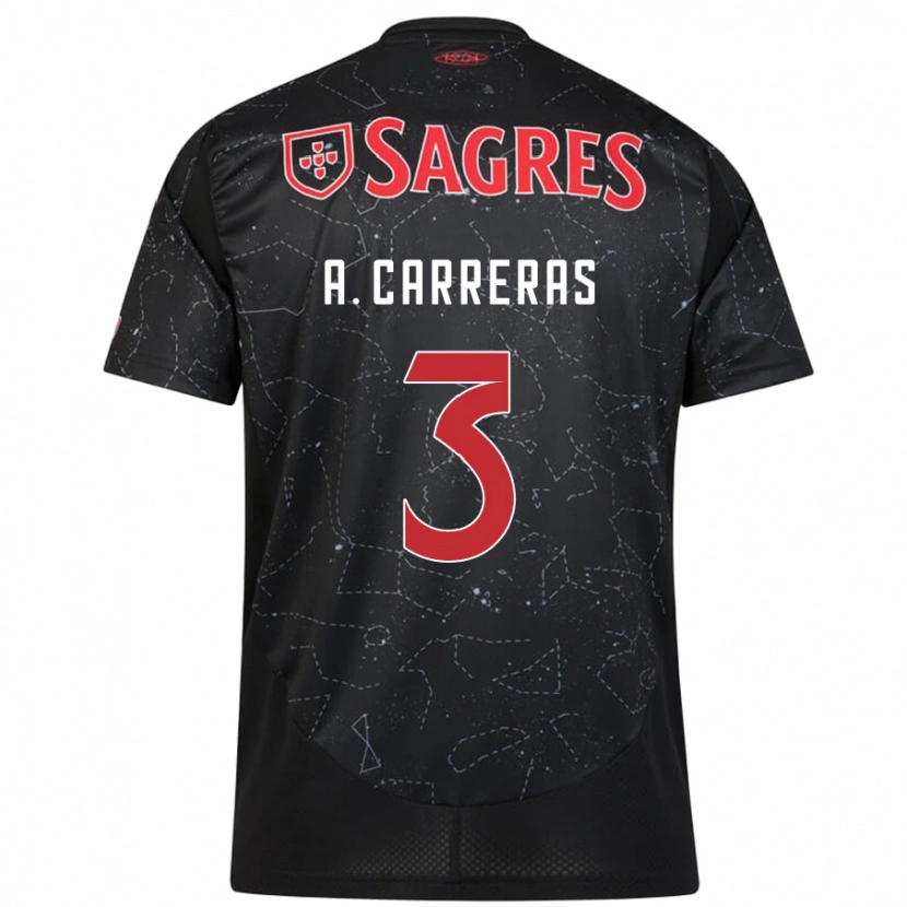 Danxen Bambino Maglia Álvaro Carreras #3 Nero Rosso Kit Gara Away 2024/25 Maglietta