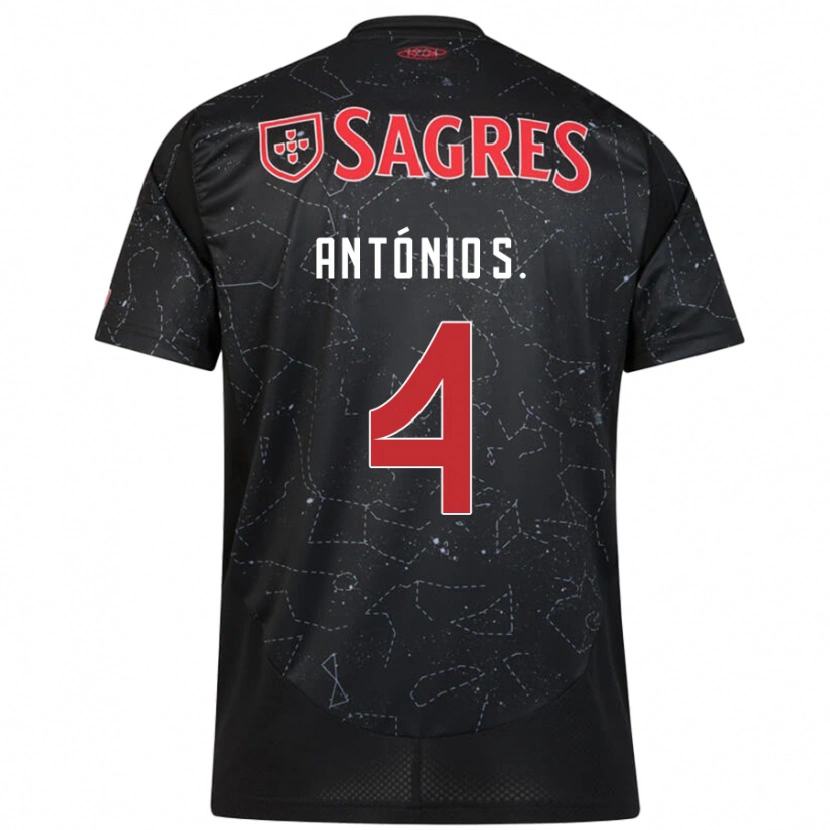 Danxen Bambino Maglia António Silva #4 Nero Rosso Kit Gara Away 2024/25 Maglietta