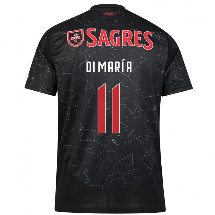 Danxen Bambino Maglia Ángel Di María #11 Nero Rosso Kit Gara Away 2024/25 Maglietta