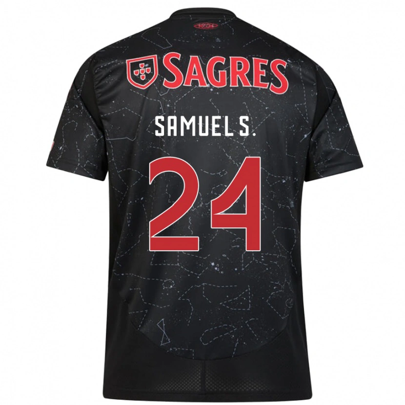 Danxen Bambino Maglia Samuel Soares #24 Nero Rosso Kit Gara Away 2024/25 Maglietta