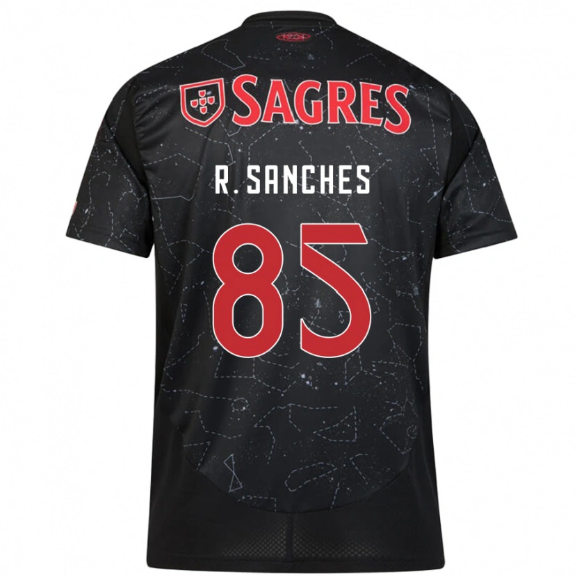 Danxen Bambino Maglia Renato Sanches #85 Nero Rosso Kit Gara Away 2024/25 Maglietta