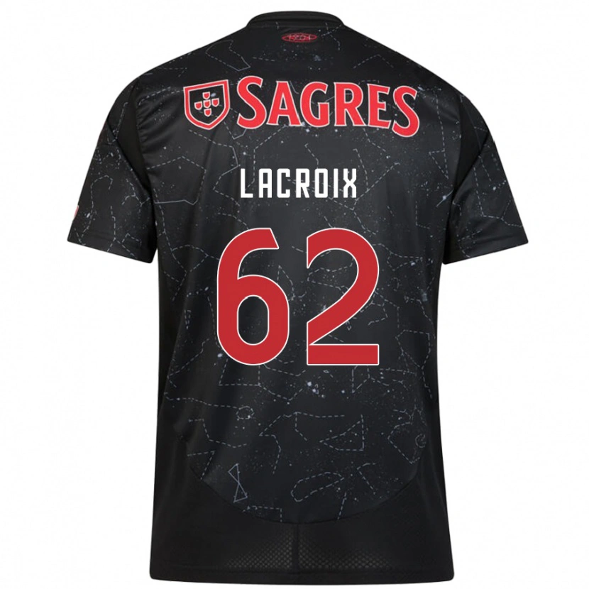 Danxen Bambino Maglia Lenny Lacroix #62 Nero Rosso Kit Gara Away 2024/25 Maglietta
