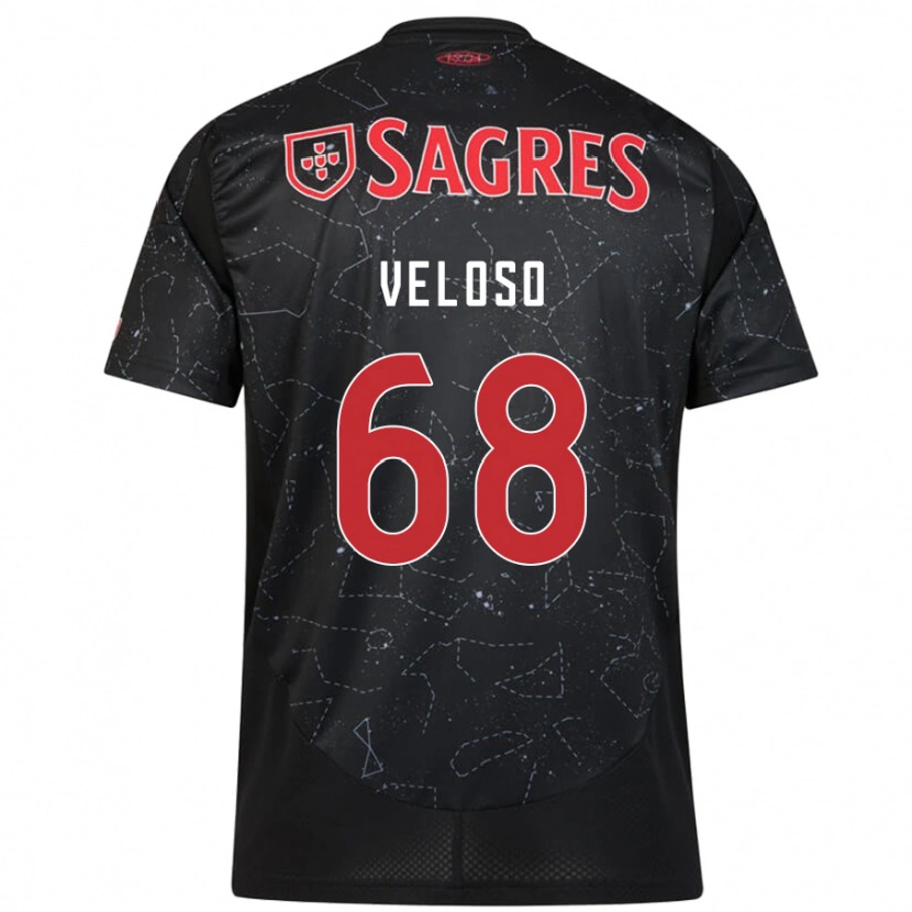 Danxen Bambino Maglia João Veloso #68 Nero Rosso Kit Gara Away 2024/25 Maglietta