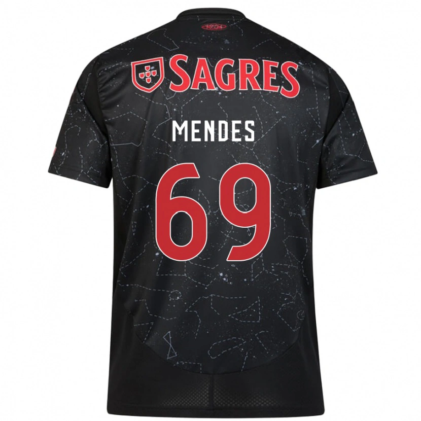 Danxen Bambino Maglia Vladimir Mendes #69 Nero Rosso Kit Gara Away 2024/25 Maglietta