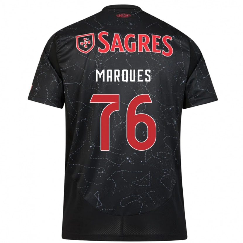 Danxen Bambino Maglia Gustavo Marques #76 Nero Rosso Kit Gara Away 2024/25 Maglietta