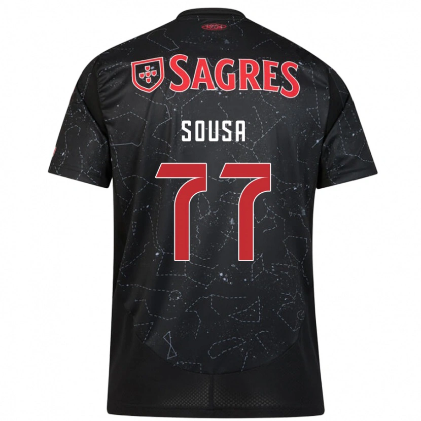 Danxen Bambino Maglia Gerson Sousa #77 Nero Rosso Kit Gara Away 2024/25 Maglietta