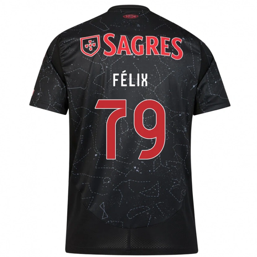 Danxen Bambino Maglia Hugo Félix #79 Nero Rosso Kit Gara Away 2024/25 Maglietta
