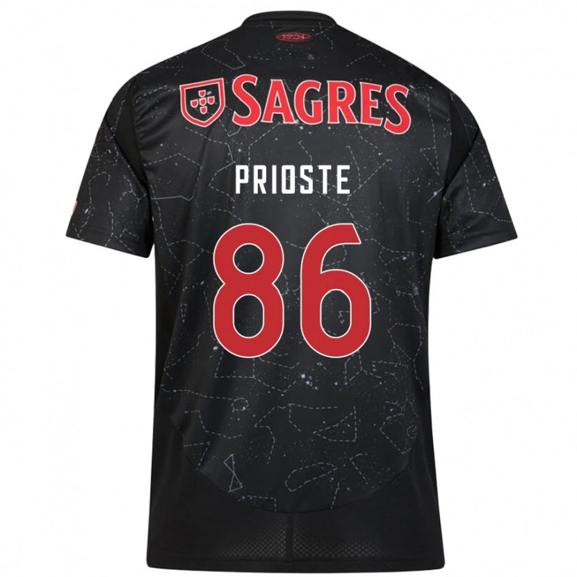 Danxen Bambino Maglia Diogo Prioste #86 Nero Rosso Kit Gara Away 2024/25 Maglietta