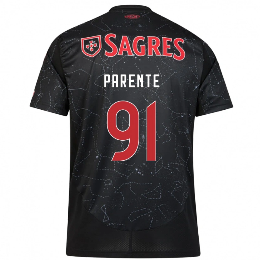 Danxen Bambino Maglia Tiago Parente #91 Nero Rosso Kit Gara Away 2024/25 Maglietta