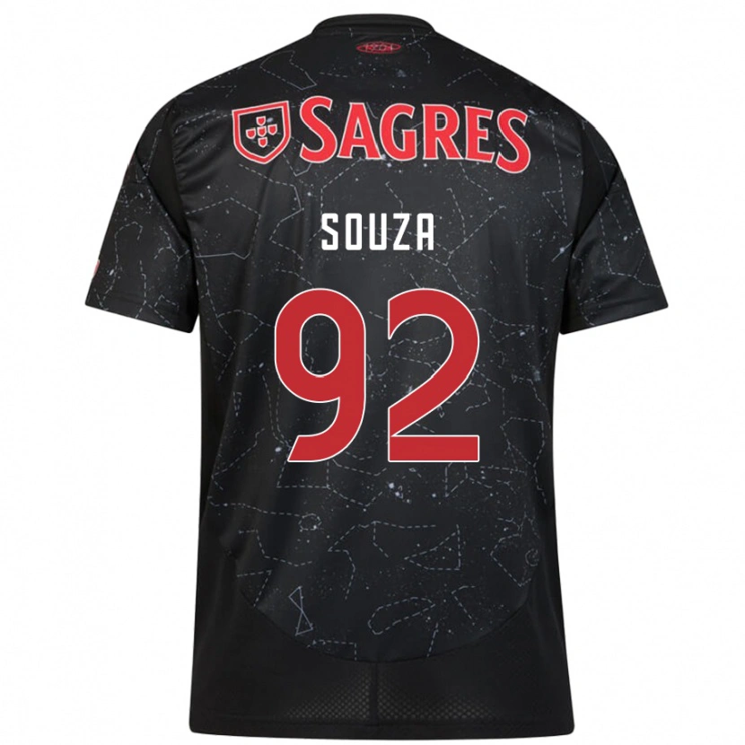 Danxen Bambino Maglia Pedro Souza #92 Nero Rosso Kit Gara Away 2024/25 Maglietta