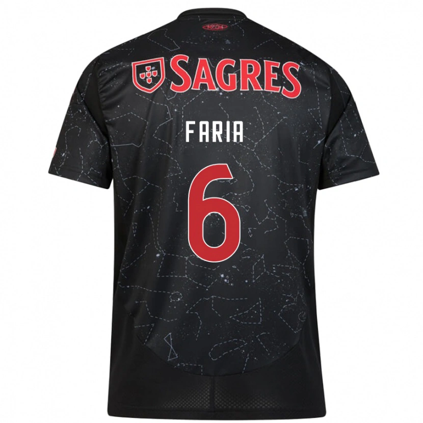 Danxen Bambino Maglia Andreia Faria #6 Nero Rosso Kit Gara Away 2024/25 Maglietta