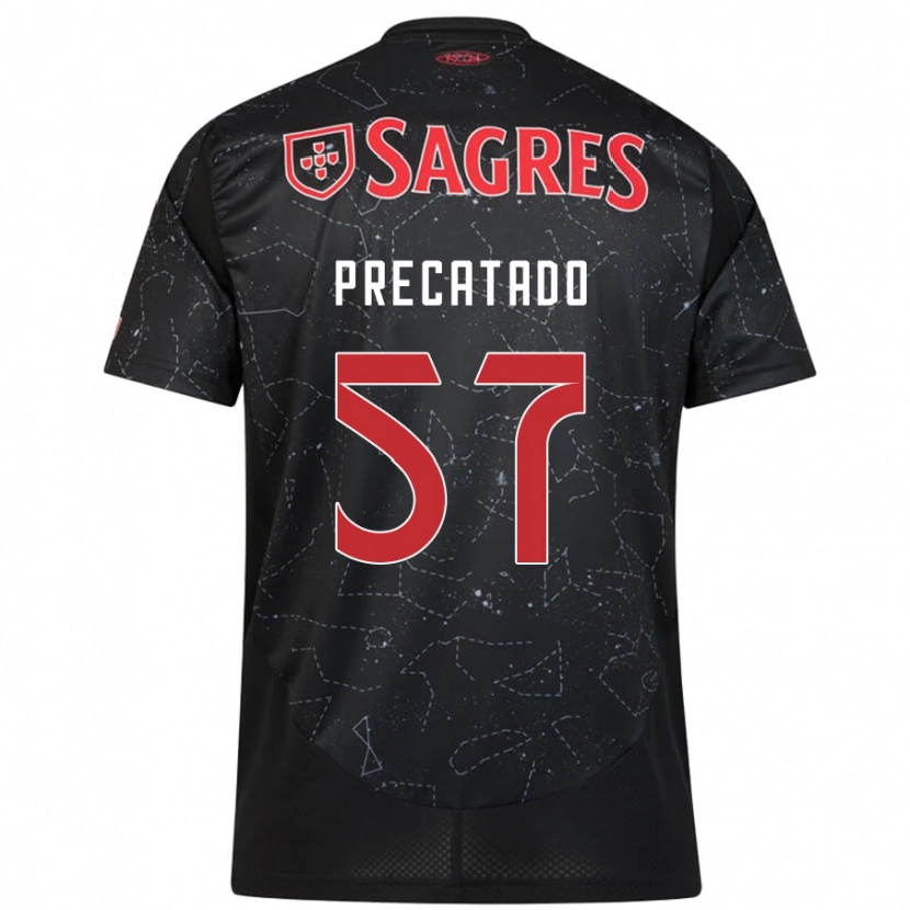 Danxen Bambino Maglia Precatado #57 Nero Rosso Kit Gara Away 2024/25 Maglietta