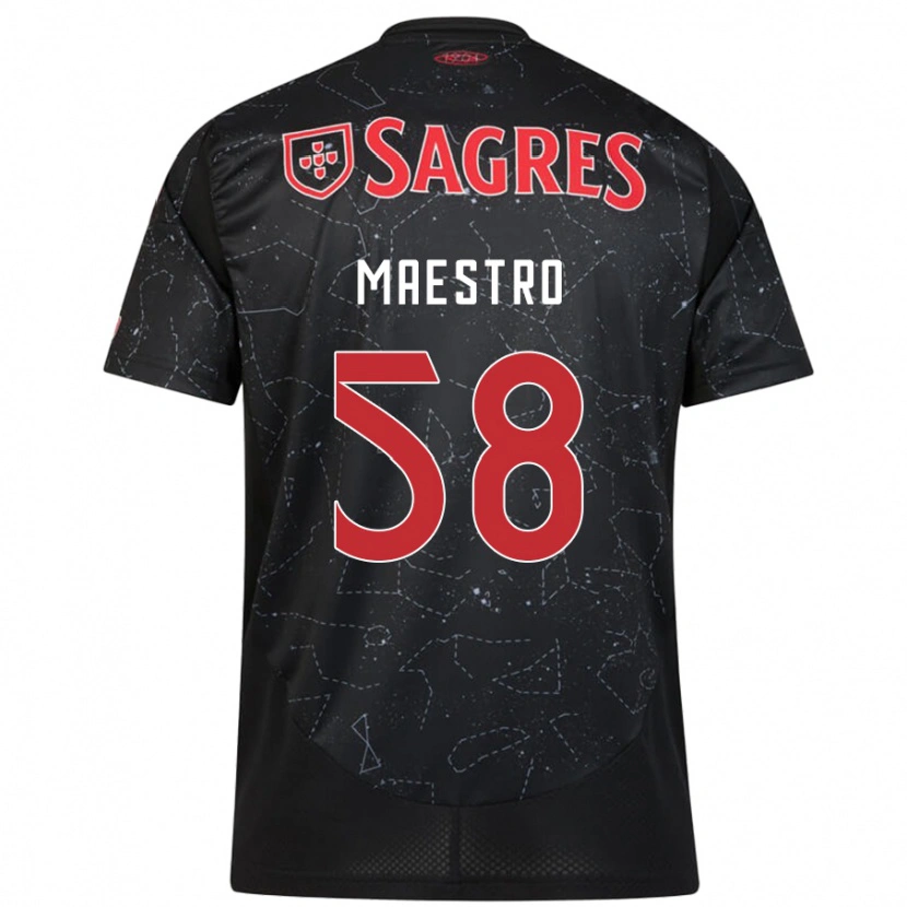 Danxen Bambino Maglia Maestro #58 Nero Rosso Kit Gara Away 2024/25 Maglietta