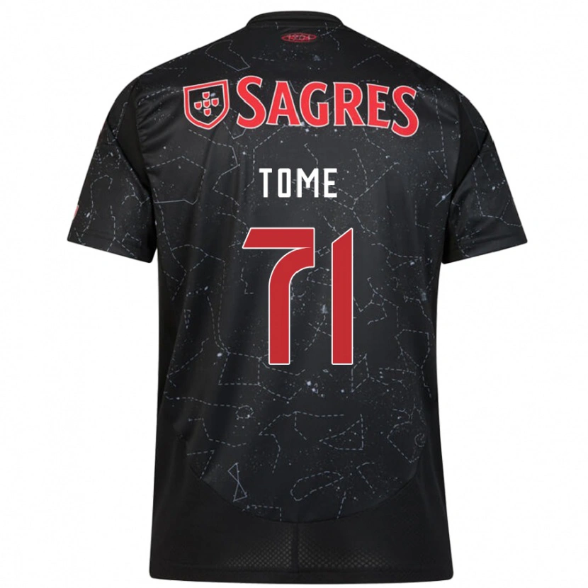Danxen Bambino Maglia João Tomé #71 Nero Rosso Kit Gara Away 2024/25 Maglietta