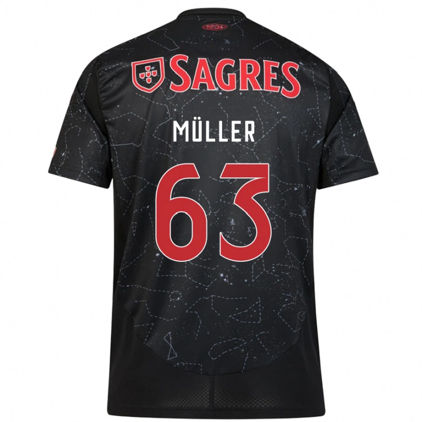 Danxen Bambino Maglia José Müller #63 Nero Rosso Kit Gara Away 2024/25 Maglietta
