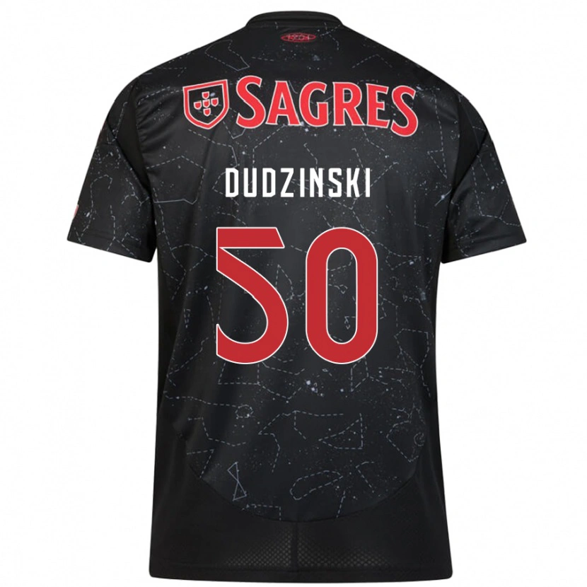 Danxen Bambino Maglia Marcel Dudzinski #50 Nero Rosso Kit Gara Away 2024/25 Maglietta
