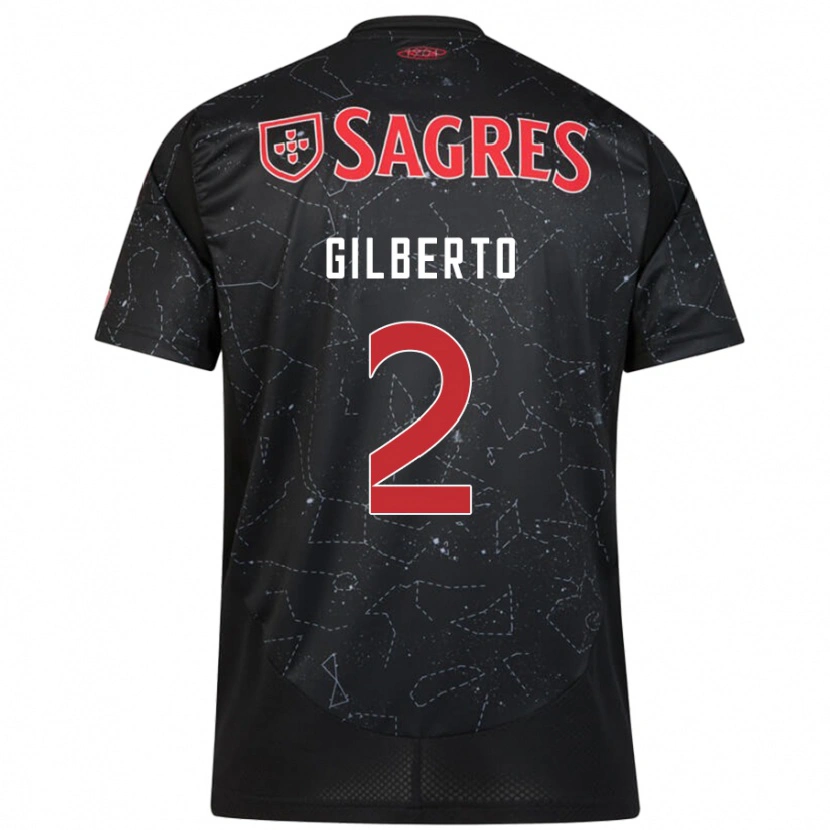 Danxen Bambino Maglia Gilberto #2 Nero Rosso Kit Gara Away 2024/25 Maglietta