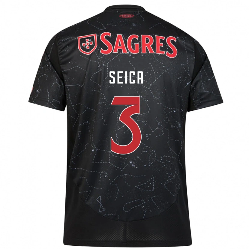 Danxen Bambino Maglia Ana Seica #3 Nero Rosso Kit Gara Away 2024/25 Maglietta