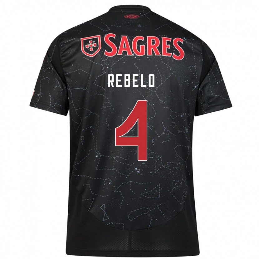 Danxen Bambino Maglia Silvia Rebelo #4 Nero Rosso Kit Gara Away 2024/25 Maglietta